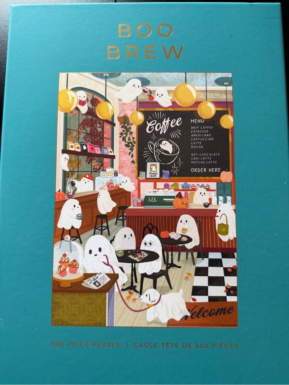 New Hobbry Jenna 500 piece Jigsaw Puzzle Halloween Boo Brew Ghosts Cafe Coffee
